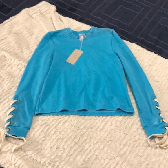 Cute bright blue Alternative Apparel sweatshirt - Picture 1 of 9